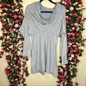 LVR Fashion Organic Cowl Neck Burnout Grey Womens Blouse Small Sustainable